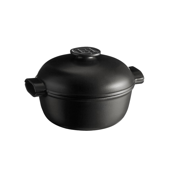 Кастрюля 4,0 л. керам. d=27,0 см. h=20 см. с крышкой (индукция) графитовая Emile Henry /1/ ВДОХНОВЕНИЕ