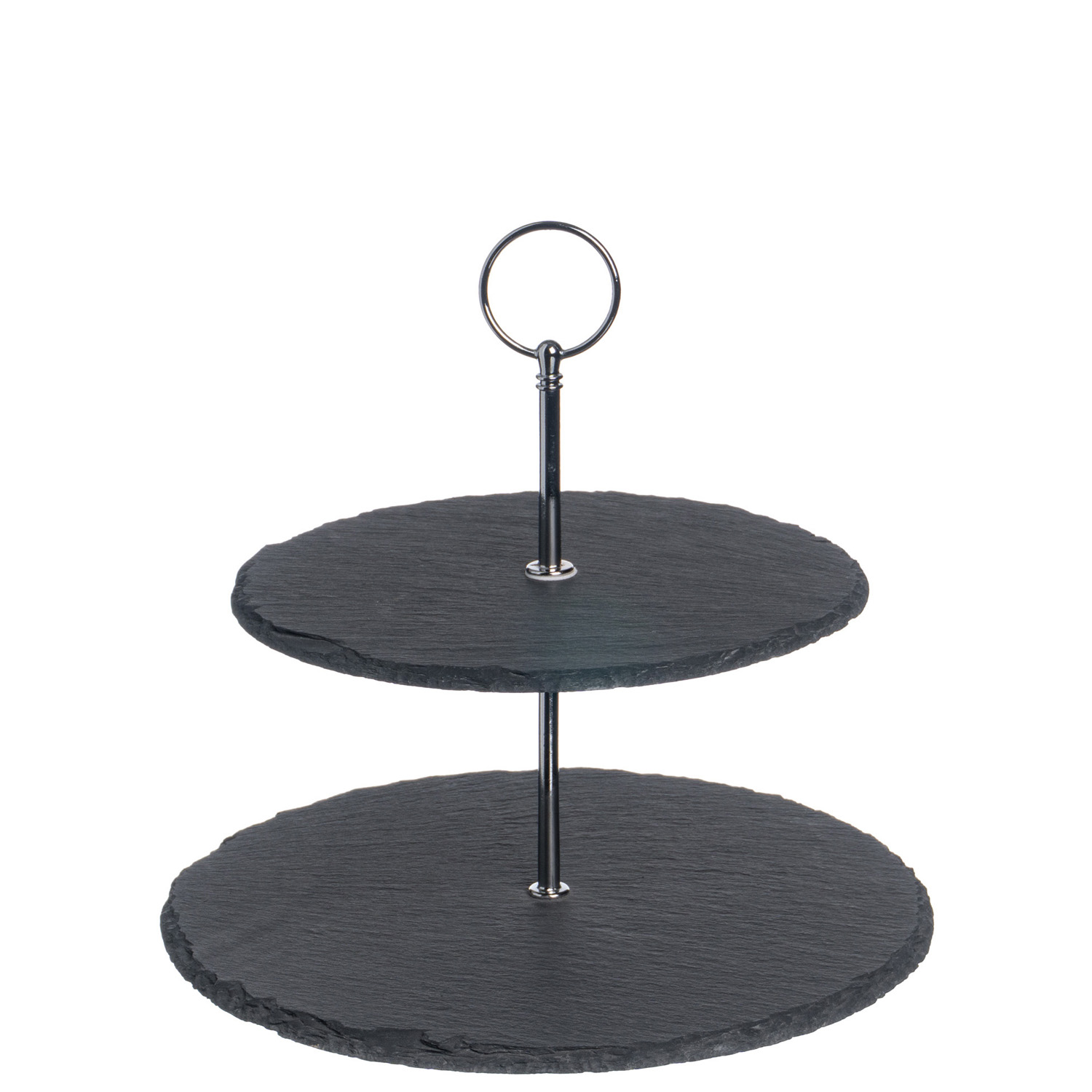 Этажерка 2-х ярусная d=20/25 см. h=23 см. черная, сланец MGprof /1/12/