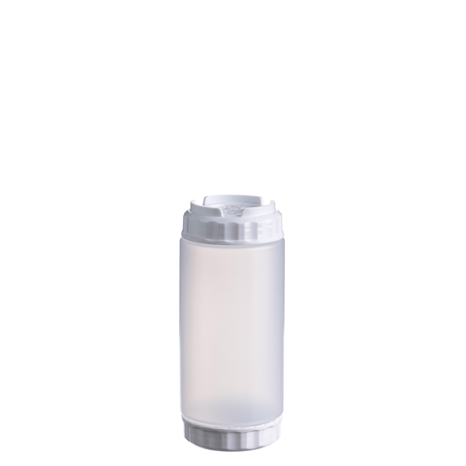 Емкость для соуса  500 мл. d=70 мм. h=166 мм. с 2 крышками, с силик. носик. широкая прозрачная, крышки белые GP /1/96/