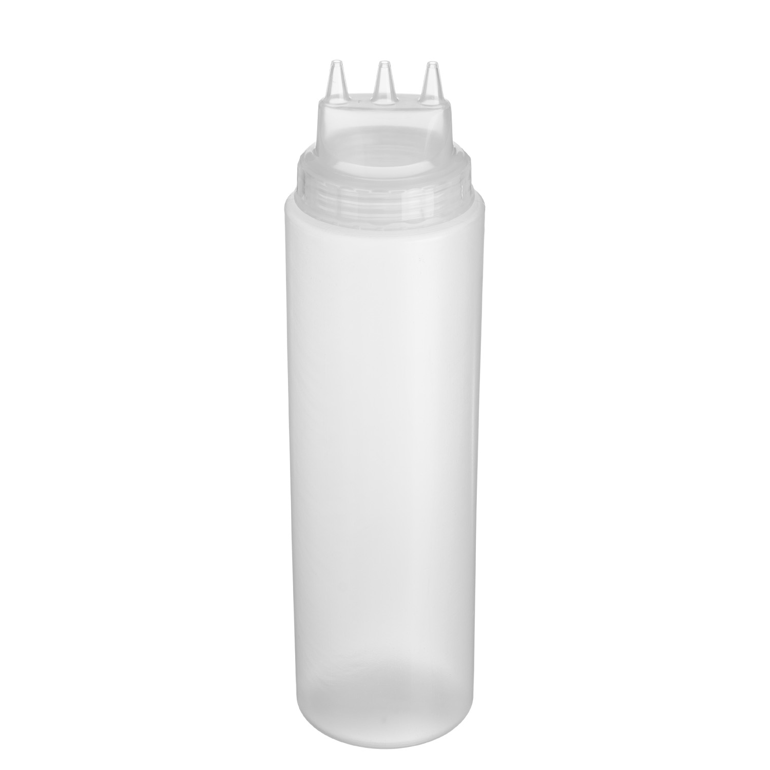 Емкость для соуса 1000 мл. d=75 мм. h=290 мм. 3 носика, широкая прозрачная GP /1/96/