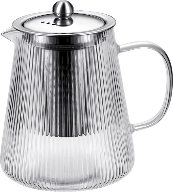 Чайник  900 мл. заварочный с крышкой нерж. с фильтром, Термостекло /1/