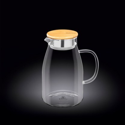 Кувшин 1,5 л. d=85 мм. h=205 мм. с крышкой + сетка нерж Термостекло Wilmax /1/24/