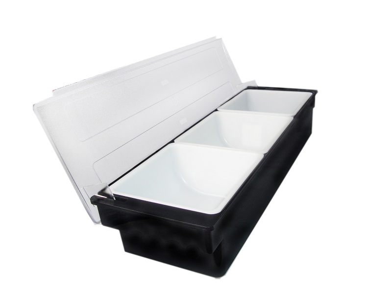 Контейнер для фруктов, специй и соусов 3 отд. по 0,92 л. черный, пластик. MGprof /1/12/