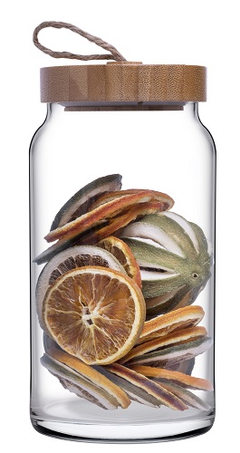 Банка для сыпучих прод. 1130 мл. с дерев. крышкой Вуди /1/6/288/ АКЦИЯ