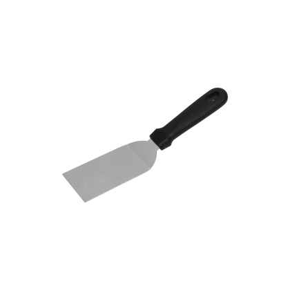 Лопатка 25 см. изогнутая раб. часть 10*6 см. нерж. с пластик. ручкой /1/