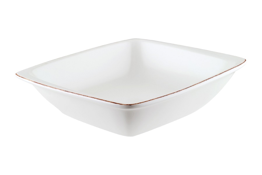 Салатник прямоуг. 190*170 мм. 650 мл. h=45 мм. Ретро коричневый край, форма Мув Bonna /1/12/1032/ ВДОХНОВЕНИЕ