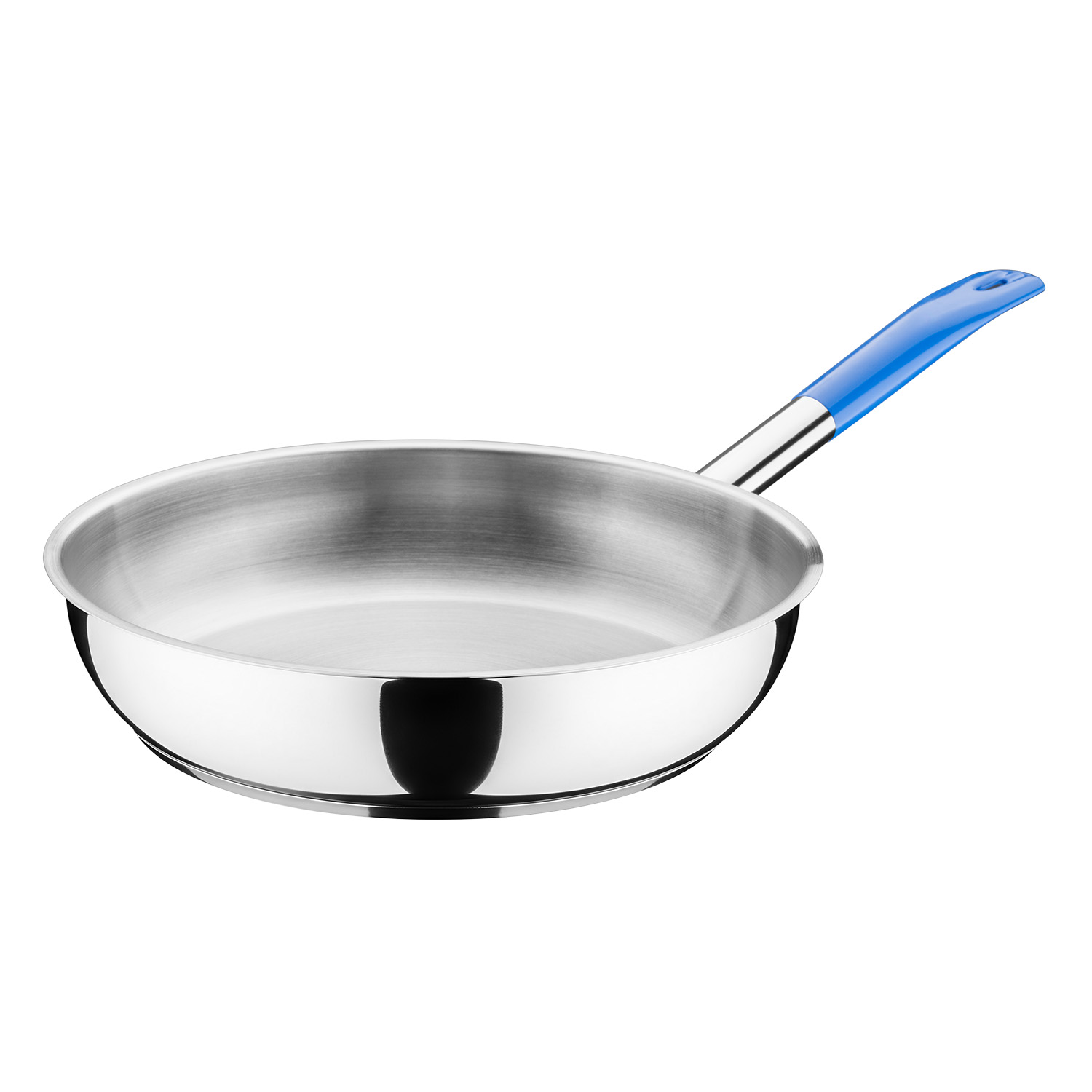 Сковорода d=28 см. h=6 см. 3,0 л. нерж. (индукция) синяя ручка винил. MGsteel /1/ АКЦИЯ