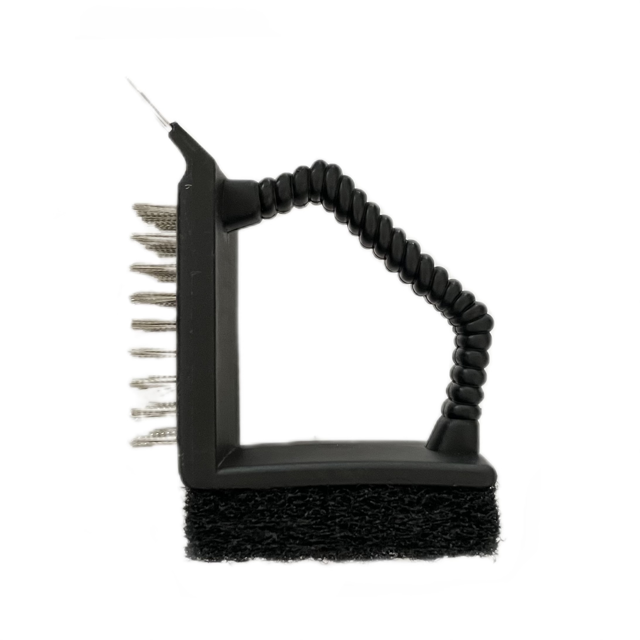 Щетка для гриля 9*6 см. со стальной щетиной h=1.5 см., со скребком и губкой /1/10/