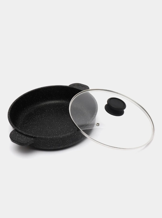 Сковорода d=26 см. h=7,4 см. 3 л. алюм.с антиприг.покрыт. с кр. с 2 ручк. в крапин /1/ АКЦИЯ