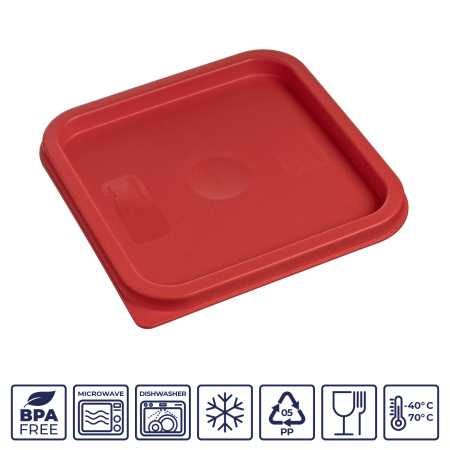 Крышка для контейнера для продуктов квадратная 190*190 мм. красная, п/п (контейн. 76699, 76700) GP /1/12/