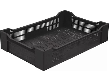 Ящик 600*400*135 мм. ягодный прямой перфорир., черный (крышка 73263,76402,73263,65079) /1/72/