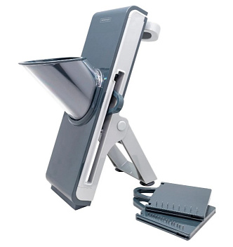 Мандолина (овощерезка) 29*10 см. с 3-мя насадками и толкателем, нерж и пластик VB /1/24/ АКЦИЯ