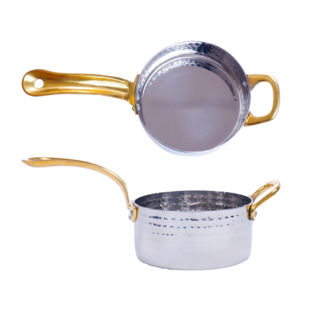 Сковорода порц. d=10,5 см. h=5 см. 0,45 л. нерж. глубокая с 2 ручками латунь MGsteel /1/36/ АКЦИЯ