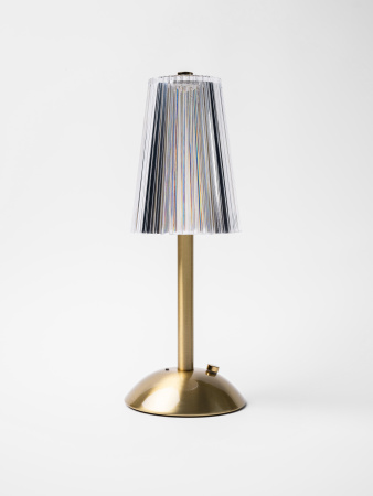 Лампа настольная беспроводная d=11 см. h=29,5 см. 3 цвета (телпый/натуральный/белый), 1 режим яркости, нерж./акрил, золотая LED CRYSTAL MGline /1/20/ АКЦИЯ