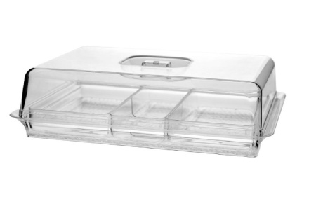 Поднос сервировочный 32*22 см. с крышкой и съемными секциями,-40°С/+60°С полистирол MGprof/1/12/