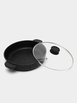 Сковорода d=26 см. h=7,4 см. 3 л. алюм.с антиприг.покрыт. с кр. с 2 ручк. в крапин /1/