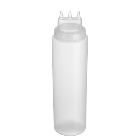 Емкость для соуса 1000 мл. d=75 мм. h=290 мм. 3 носика, широкая прозрачная GP /1/96/