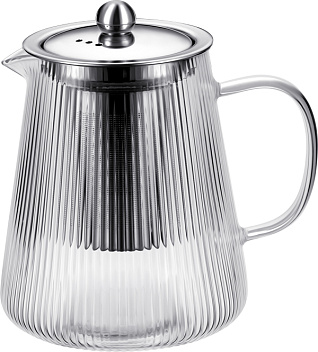 Чайник  900 мл. заварочный с крышкой нерж. с фильтром, Термостекло /1/ Чайник  900 мл. заварочный с крышкой нерж. с фильтром, Термостекло /1/