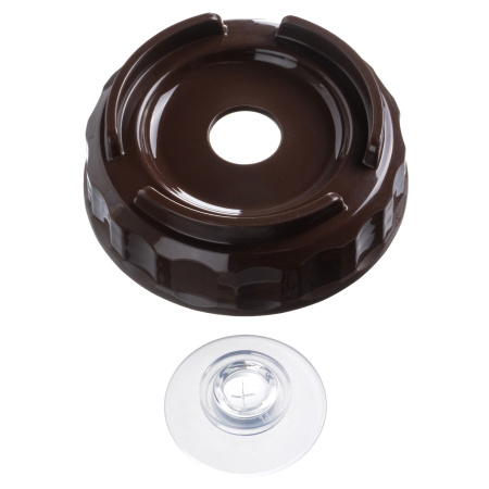 Емкость для соуса  750 мл. d=70 мм. h=237 мм. с 2 крышками, с силик. носик. широкая прозрачная, крышки коричневые GP /1/96/