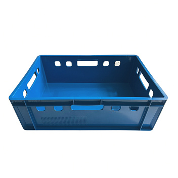 Ящик 600*400*200 мм. для мяса Е2 прямой сплошной, синий (крышка 65079) /1/48/ Ящик 600*400*200 мм. для мяса Е2 прямой сплошной, синий (крышка 65079) /1/48/