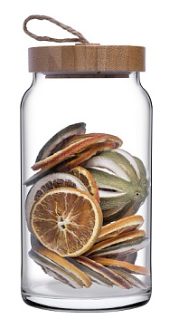 Банка для сыпучих прод. 1130 мл. с дерев. крышкой Вуди /1/6/288/ АКЦИЯ