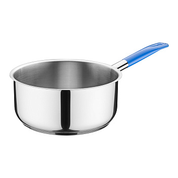 Сотейник 5,0 л. нерж. d=24 см. h=11 см. б/кр (индукция)(кр. 79198) синяя ручка винил. MGsteel /1/ АКЦИЯ