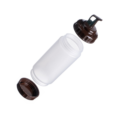 Емкость для соуса  500 мл. d=70 мм. h=200 мм. с 2 крышками прозрачная, крышки коричневые GP /1/96/