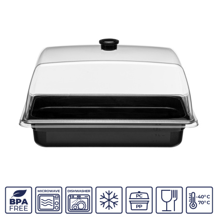 Гастроемкость 1/3 h= 65 мм. 325*176 мм. 2 л. п/п черная GP /1/18/