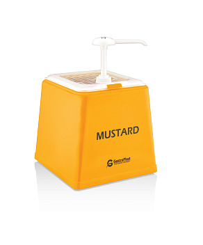 Диспенсер для соуса 225*210 мм. h=225 мм. 2,5 л. с дозатором (25 мл), п/п, желтый GP /1/ Диспенсер для соуса 225*210 мм. h=225 мм. 2,5 л. с дозатором (25 мл), п/п, желтый GP /1/