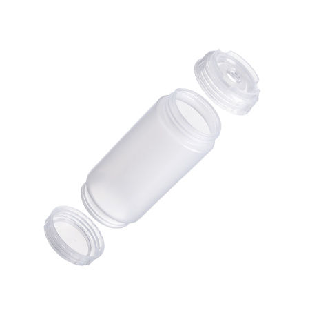 Емкость для соуса  500 мл. d=70 мм. h=166 мм. с 2 крышками, с силик. носик. широкая прозрачная, крышки прозрачные GP /1/96/