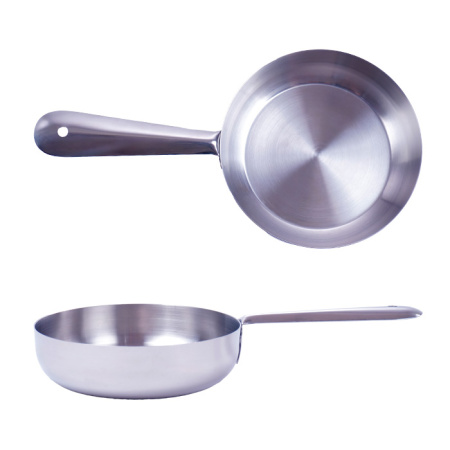 Сковорода порц. d=14 см. h=3,5 см. 0,47 л. нерж. глубокая с ручкой MGsteel /1/96/