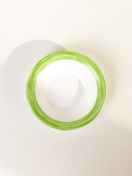 Блюдце d=120 мм. 110 мл. для десерта глубокое зеленый край  Браш /1/6/36/ АКЦИЯ