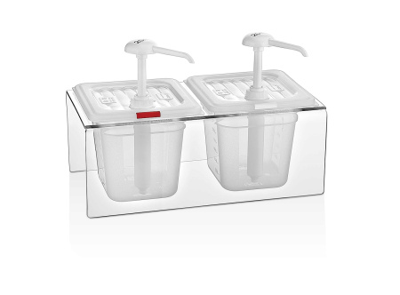 Диспенсер (емкость) для соуса 2 GN 1/6 h=150 мм. 2 л. на подставке, с дозатором (25 мл), п/п, прозрачный GP /1/