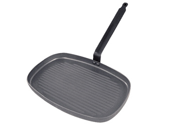 Сковорода-гриль 38*26 см. h=3,2 см. белая сталь (индукция) Carbone SteelDe Buyer /1/3/ АКЦИЯ