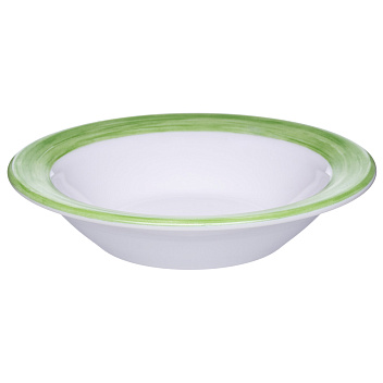 Блюдце d=120 мм. 110 мл. для десерта глубокое зеленый край  Браш /1/6/36/