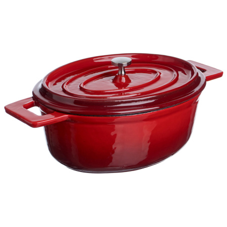 Кастрюля для запекания 800 мл. 180*140 мм. h=70 мм. с крышкой, красная, чугун /1/