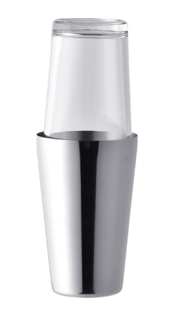 Шейкер 0,45/0,8 л. 28,7 см. нерж. Boston со стекл. стаканом MGsteel /1/20/ АКЦИЯ