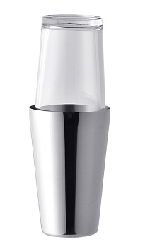 Шейкер 0,45/0,8 л. 28,7 см. нерж. Boston со стекл. стаканом MGsteel /1/20/ АКЦИЯ