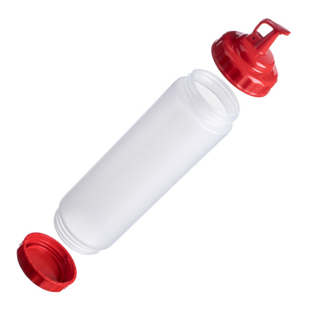 Емкость для соуса  750 мл. d=70 мм. h=270 мм. с 2 крышками прозрачная, крышки красные GP /1/96/