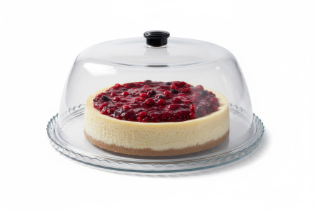 Блюдо для торта d=32 см. стекло, с крышкой поликарб. h=12,5 см. бортик вверх Патисери /1/