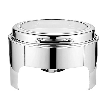 Чафиндиш (мармит) электрич. 6 л. d=43 см. круглый со стекл. крышкой (с нагревательным элементом и поставкой под топливо) /1/