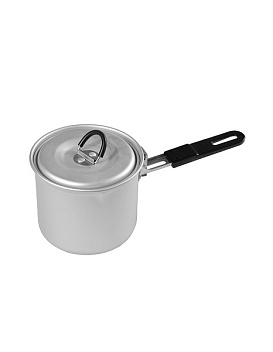 Сотейник  0,8 л. алюм. d=12 см. h=10 см. с крышкой и складной пластик. ручкой MGsteel /1/
