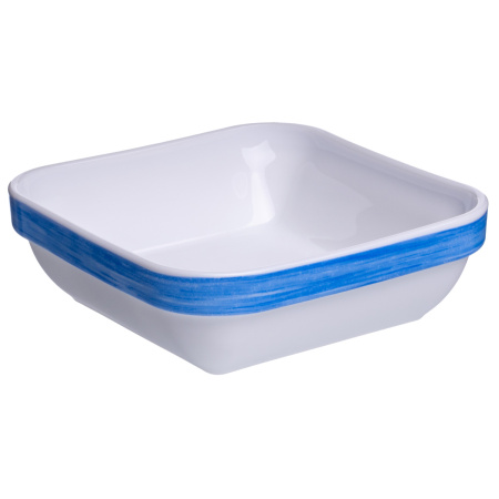 Салатник квадр. 110*110 мм. 200 мл. h=37 мм. голубой край штабелир. Браш /1/6/24/