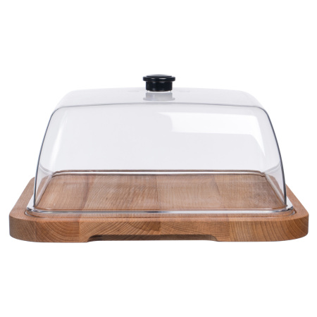 Доска для подачи квадр. 320*320*145 мм. бук,  с крышкой поликарбонат GP /1/