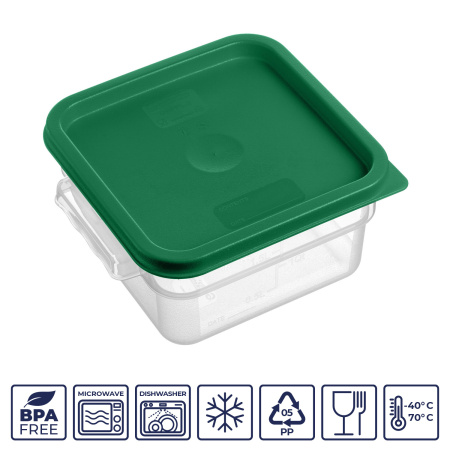 Крышка для контейнера для продуктов квадратная 190*190 мм. зеленая, п/п (контейн. 76699, 76700) GP /1/12/